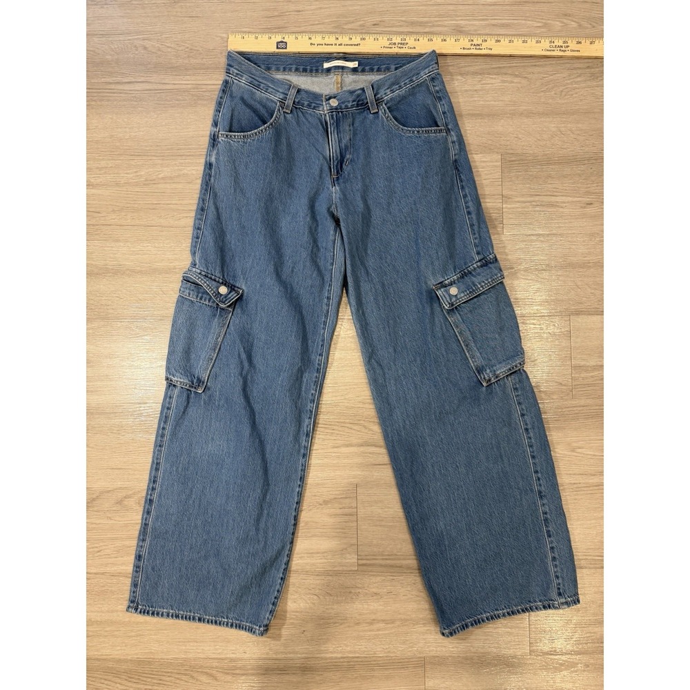 Levi's Superlow Cargo Jeans Denim Women's 29x31 Wide Leg Y2K Style